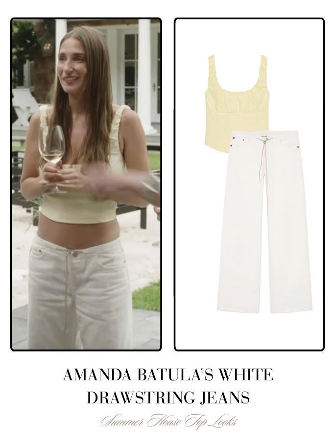 Amanda Batula's White Drawstring Jeans // Top by Zara  

 