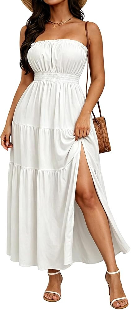 Strapless Maxi Dress for Women Vacation Beach Party Birthday Outfits | Amazon (US)