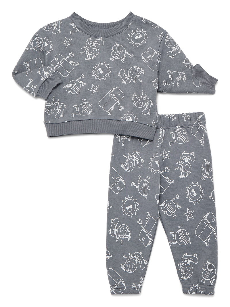 Wonder Nation Baby Boys Fleece Top and Pants Set, 2-Piece, Sizes 6M-24M | Walmart (US)