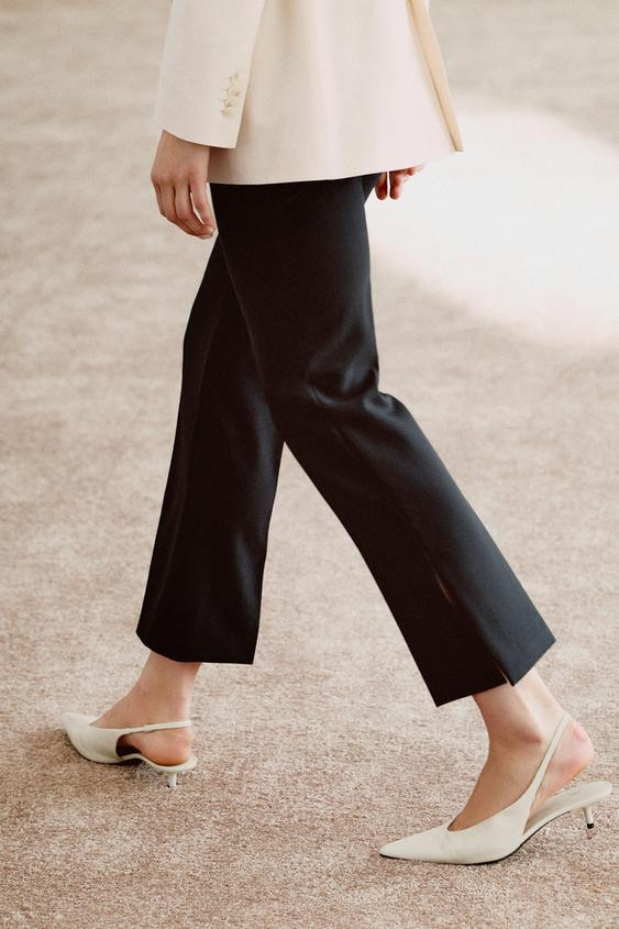 LEATHER KITTEN HEEL SHOES | Zara US