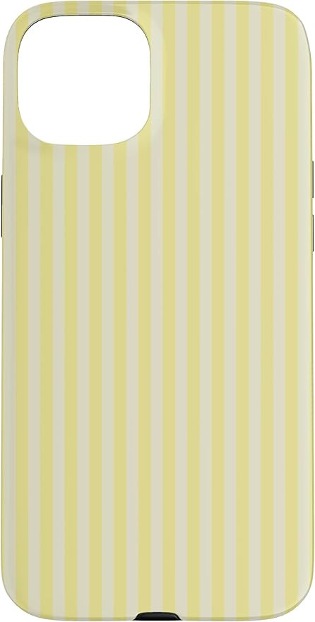 Butter Yellow Geometric Stripes Minimalist Summer Aesthetic Case for iPhone 15 Plus | Amazon (US)