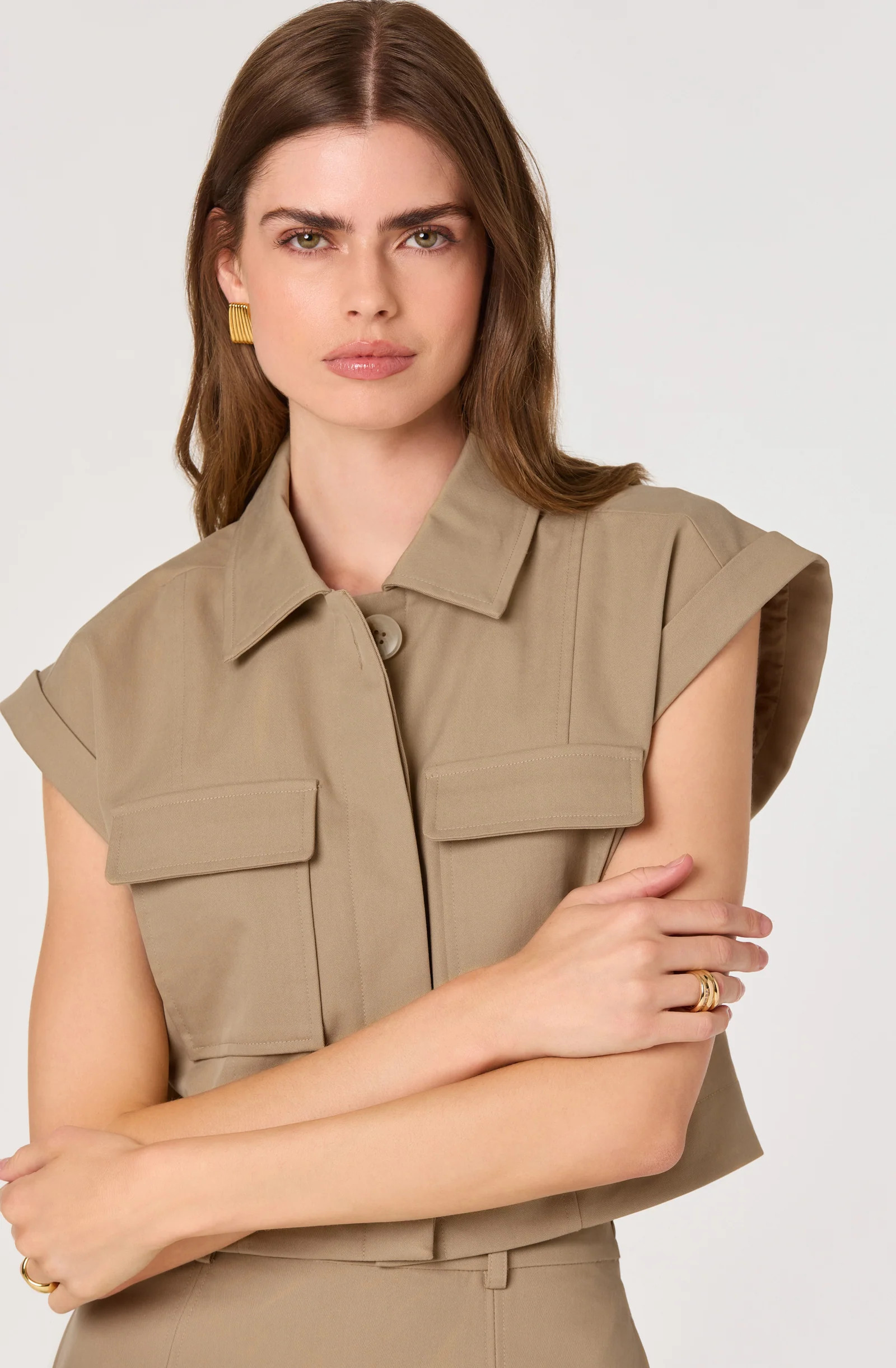 Cairn Utility Cropped Top - Khaki / S | ASTR The Label (US)