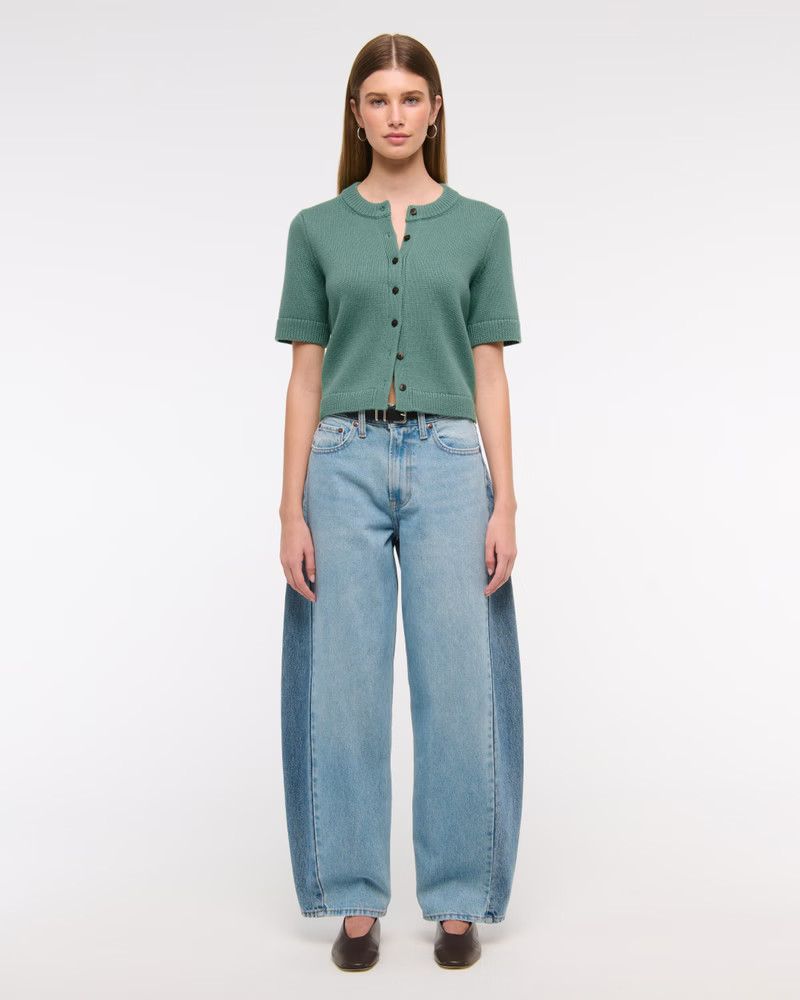 Short-Sleeve Crew Cardigan | Abercrombie & Fitch (US)