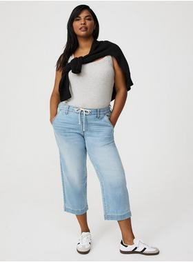 Crop Weekend Wide Leg Super Soft Mid Rise Jean | Torrid (US & Canada)