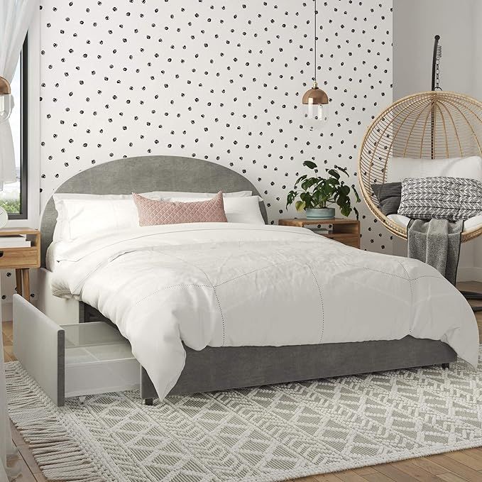 Mr. Kate Moon Upholstered Bed with Storage, Queen Size Frame, Light Gray Velvet, DA4039439MK | Amazon (US)