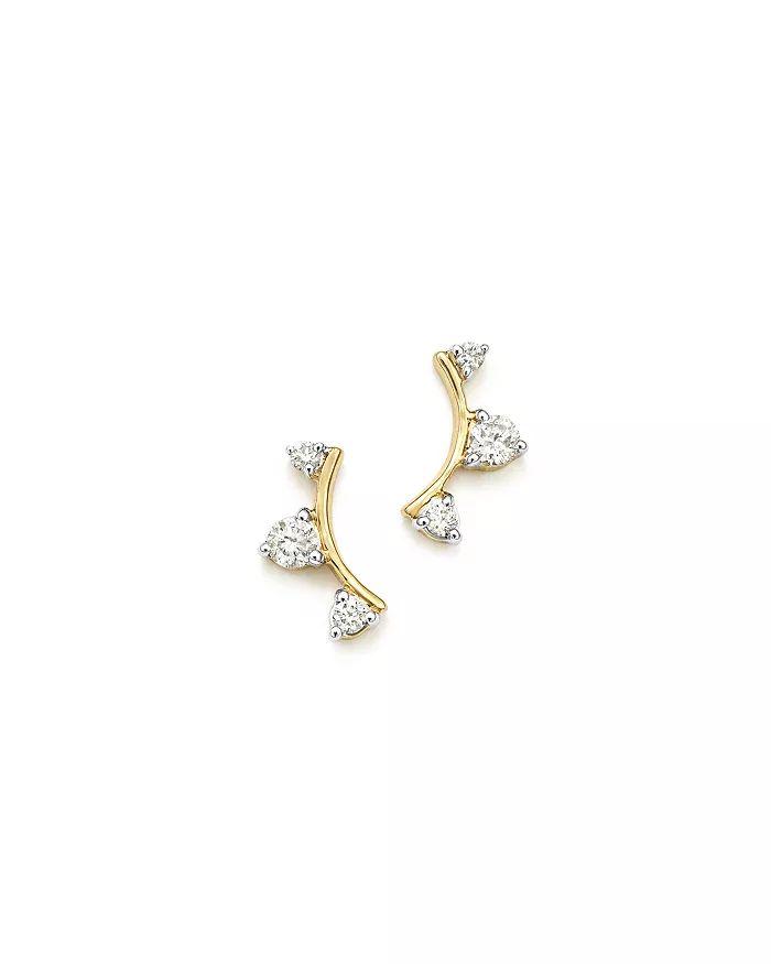 14K Yellow Gold Diamond Amigos Curved Triple Diamond Stud Earrings | Bloomingdale's (US)