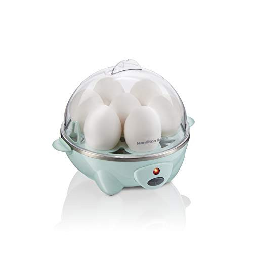 Hamilton Beach 3-in-1 Electric Egg Cooker for Hard Boiled Eggs, Poacher, Omelet Maker & Vegetable Steamer, Holds 7, Mint (25504) | Amazon (US)