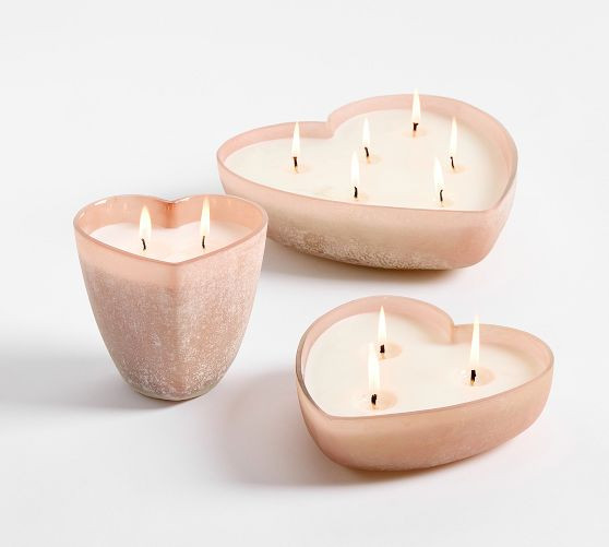 Frosted Glass Heart Candle | Pottery Barn (US)
