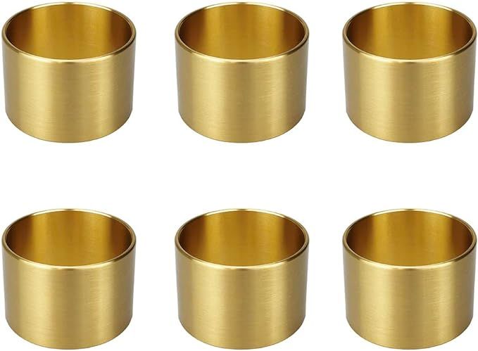 Yhridcaz Solid Brass Napkin Rings Set of 6 Natural Brass Color Ring Retro Style Dining Table Deco... | Amazon (US)