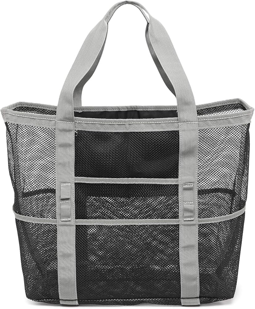 Beach Bag, F-color Mesh Beach Bag Oversized Beach Tote 9 Pockets Beach Toy Bag | Amazon (US)