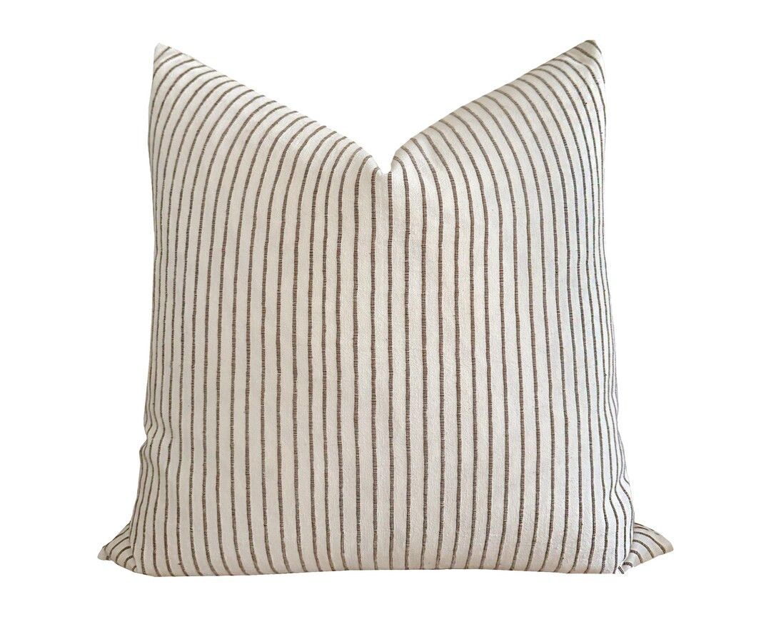 ZINNEA | Dark Brown Stripe Pillow Cover, Neutral Pillow, Farmhouse Pillow, Brown Stripe Pillow, B... | Etsy (US)