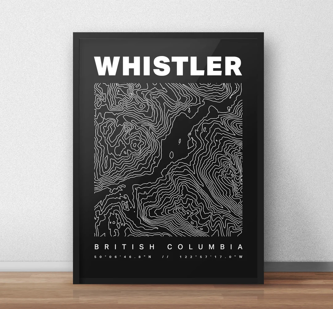Whistler Blackcomb Art Print: Minimalist Contour Map - Etsy | Etsy (Global)