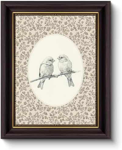Myzoran Dark Brown Framed Wall Art,Vintage Birds Canvas Wall Art, Love Birds on a Branch Print, A... | Amazon (US)