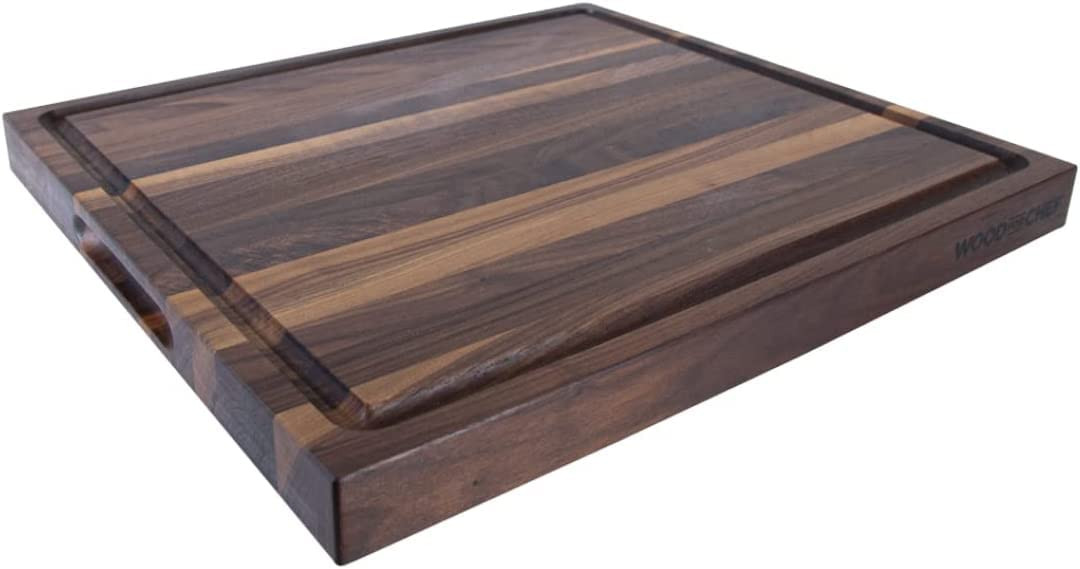 Extra Large XL Cutting Board from American Walnut - Heavy Reversible Butcher Block with Juice Gro... | Amazon (US)