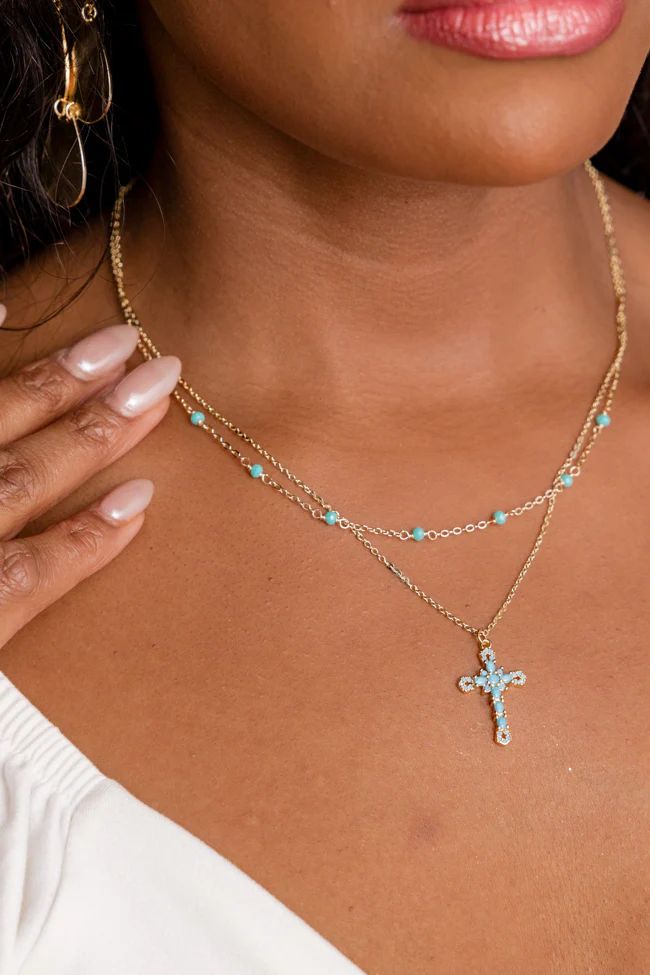 Double Layered Cross Necklace SALE | Pink Lily