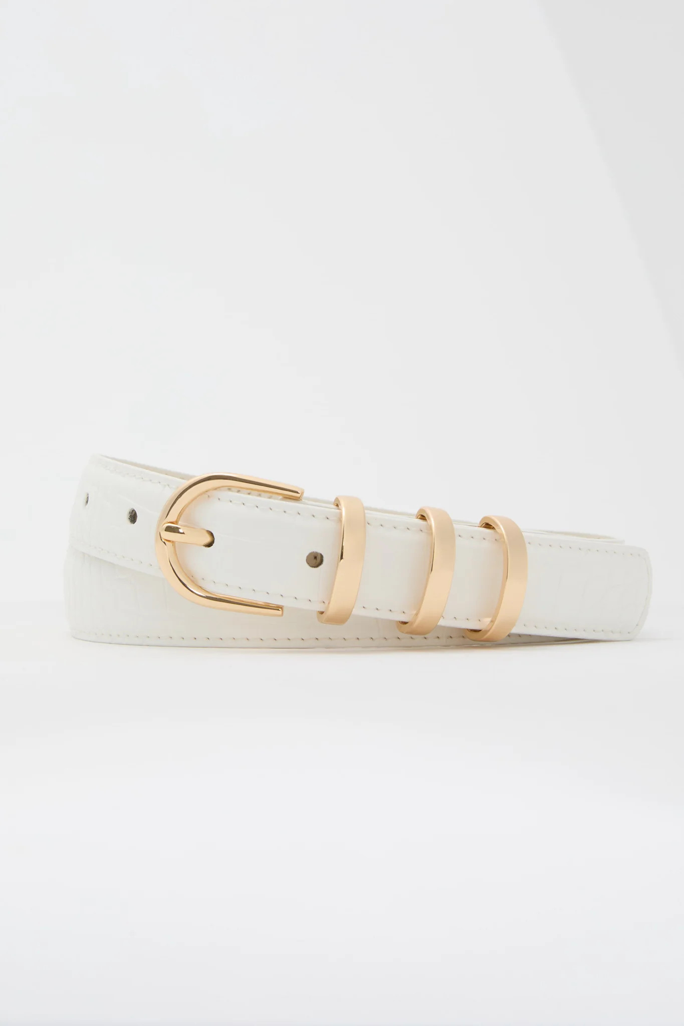 White Croc Triple Keeper Skinny Belt | Tuckernuck (US)