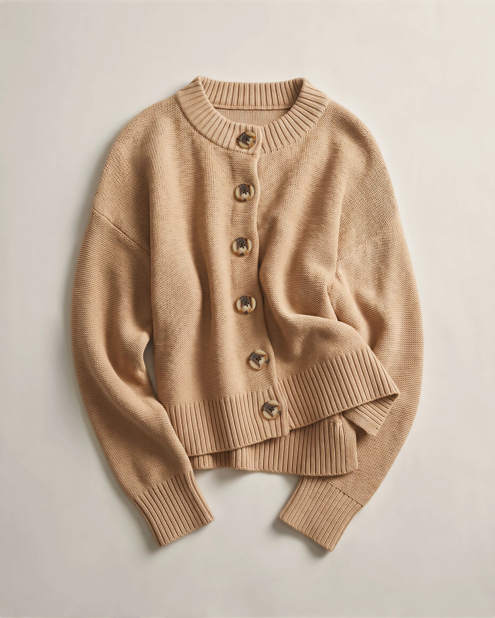 Quince | Women's Cropped Cardigan Sweater in Camel, Size Large, Organic Cotton | Quince