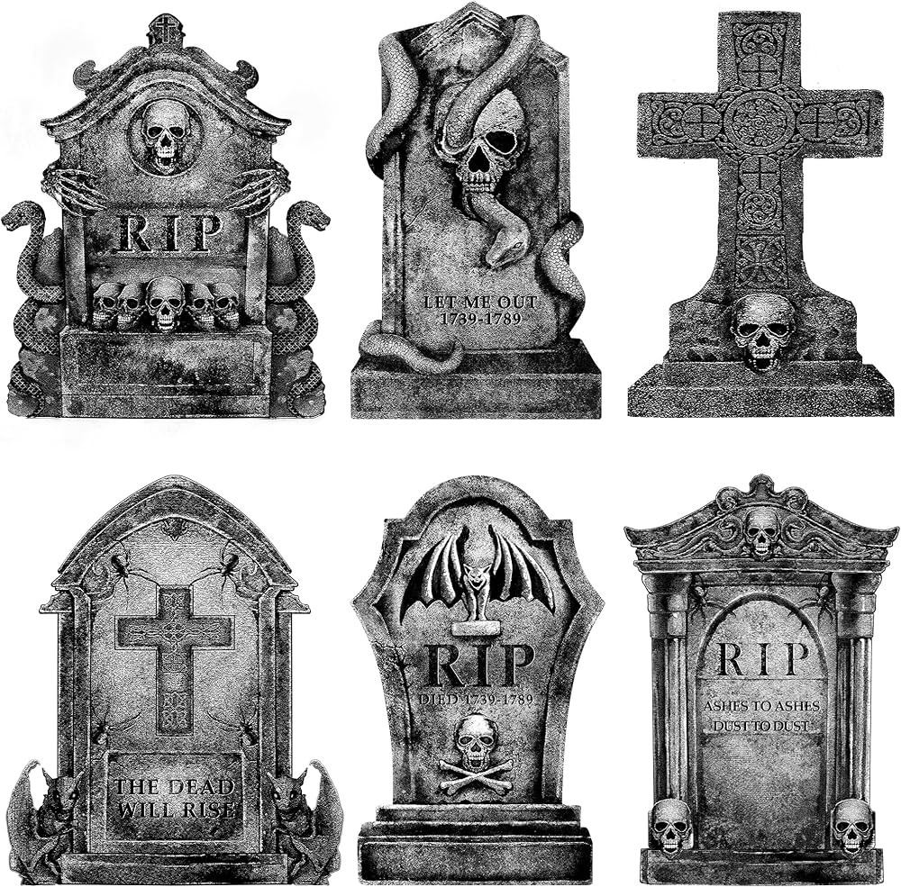 Halloween Decorations Outdoor Graveyard Tombstones: 6ct Large Tombstones Halloween Decor Yard Sig... | Amazon (US)