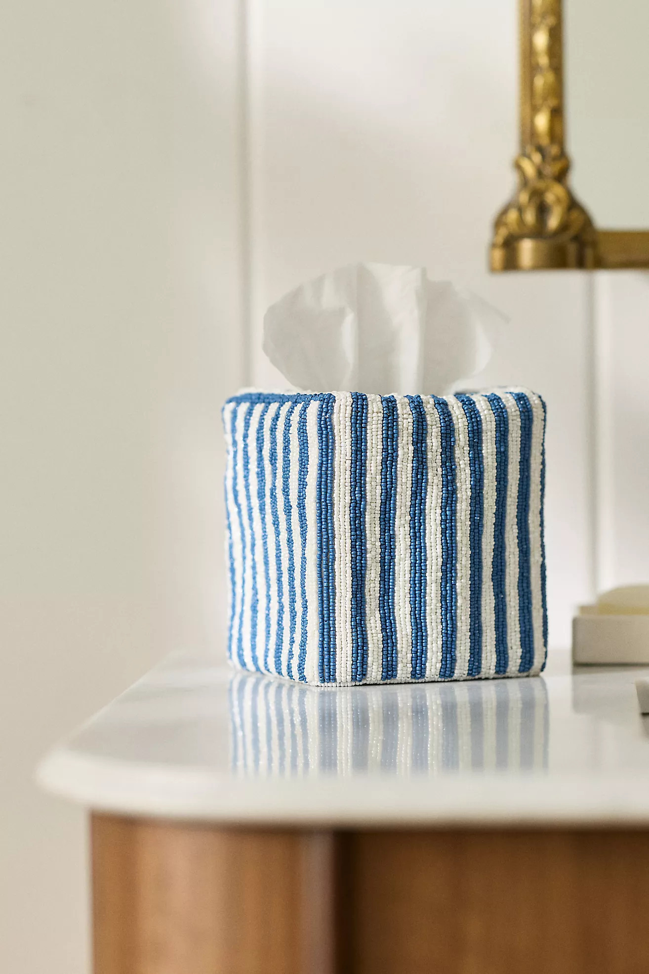 Stripe Beaded Tissue Box Cover | Anthropologie (US)