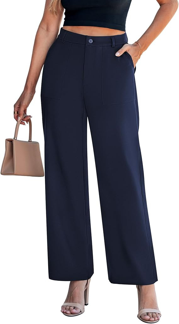 GRAPENT Wide Leg Dress Pants Women Business Casual High Waisted Elastic Waist Stretchy Work Trous... | Amazon (US)
