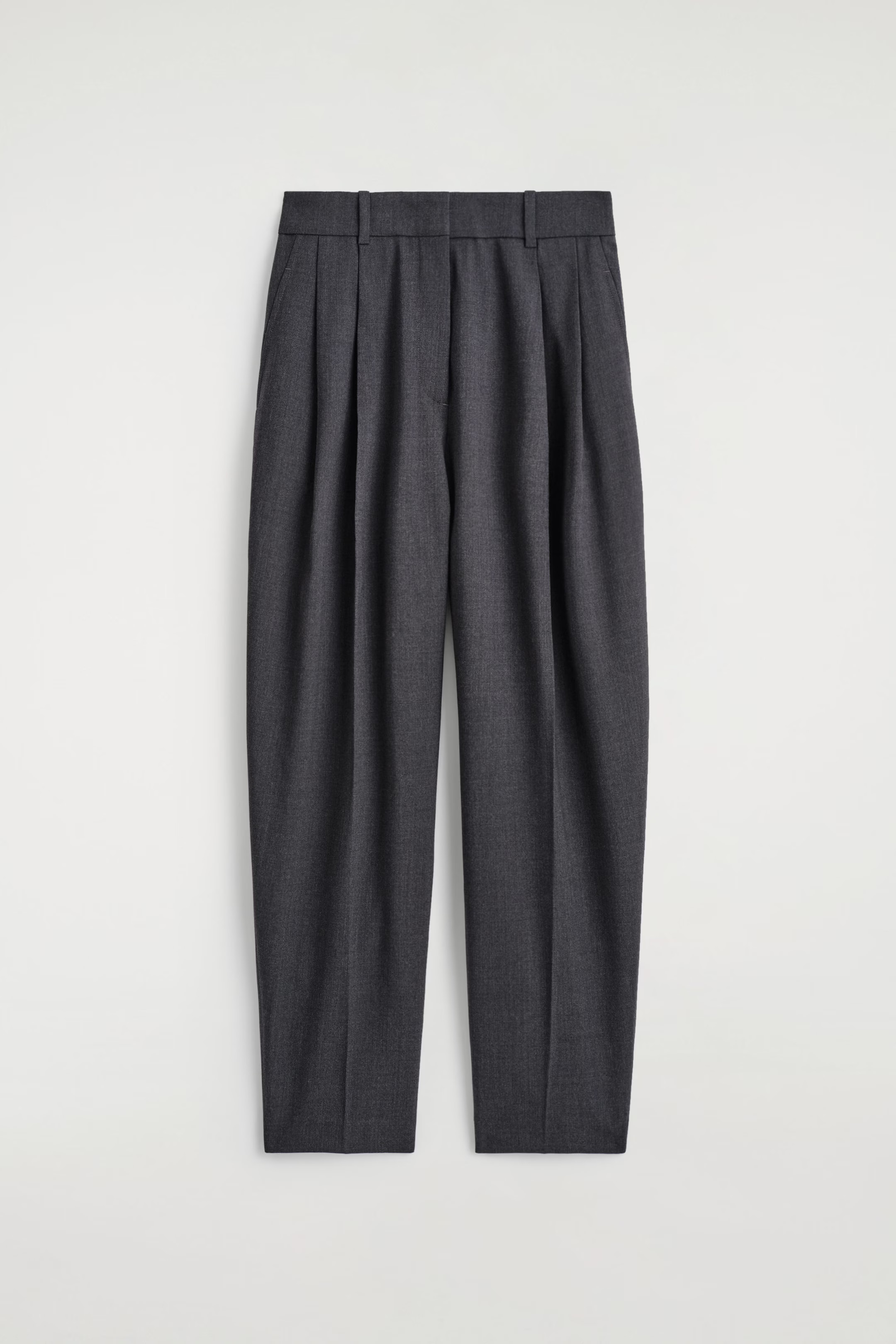 PLEATED WOOL-BLEND BARREL-LEG TROUSERS - DARK GREY | COS GB | COS UK