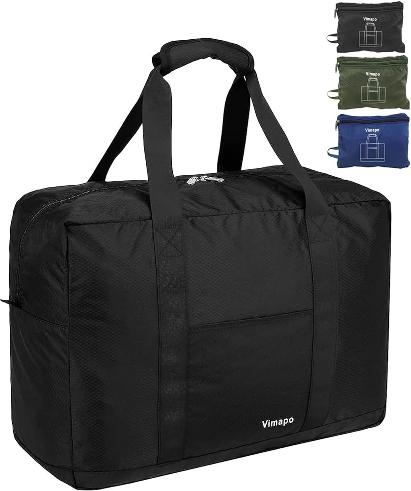 Foldable Travel Duffle Bag with Trolley Sleeve 40L - 18x14x8 inches Airline Underseat Lightweight... | Amazon (US)
