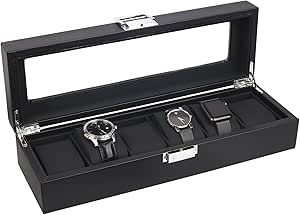 Mantello Watch Case - 6 Slot Luxury Carbon Fiber Watch Box for Men, Watch Box Organizer for Men, ... | Amazon (US)