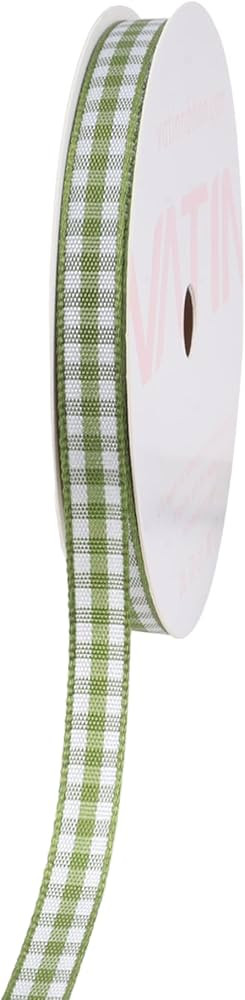 VATIN Moss Green and White Gingham Ribbon, Each Roll Measuring 1/4 Inch Wide by 25 Yards Long, Fe... | Amazon (US)