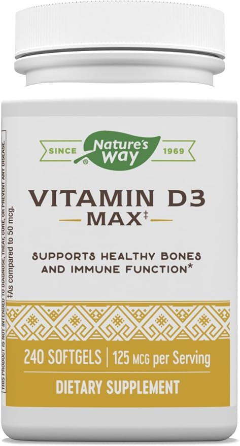 Nature's Way Vitamin D3 Max, Supports Healthy Bones and Teeth*, Supports Immune Health*, 125mcg p... | Amazon (US)