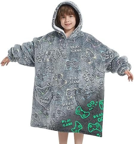 Wearable Blanket Hoodie for Kids Oversized Sherpa Blanket Hoodie for Kids Boys Girls Teens 6-13YR... | Amazon (US)
