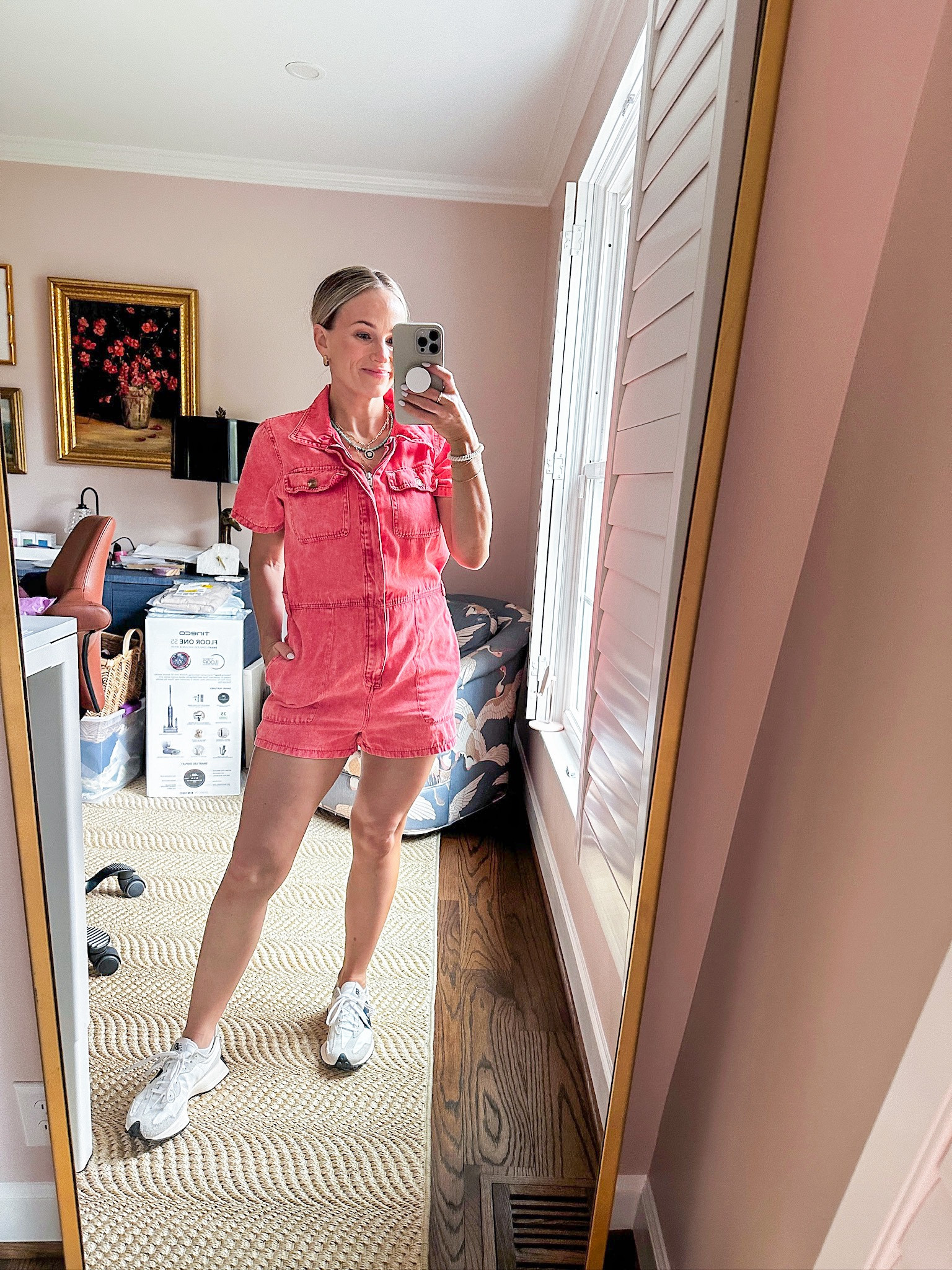 Red denim romper from Amazon! Wearing a small (extra small isn’t available when I ordered this last year, but it is now, so I would go for that if I could! This runs true to size). 

#LTKSeasonal #LTKfindsunder50