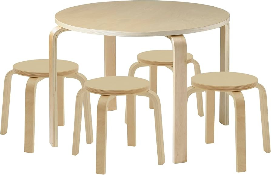 ECR4Kids Bentwood Table and Stool Set for Kids, Natural (5-Piece Set) | Amazon (CA)
