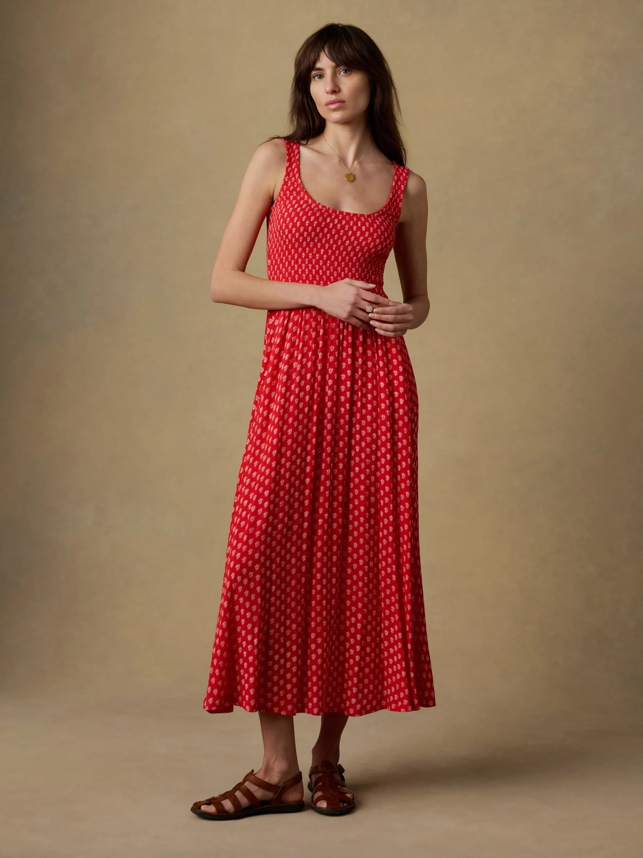 Sophia Smocked Dress - Red Lotus Floral | Faherty