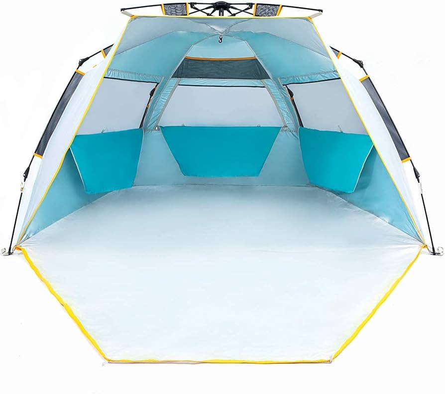 WolfWise 3-4 Person Easy Up Beach Tent UPF 50+ Portable Instant Sun Shelter Canopy Umbrella with ... | Amazon (US)