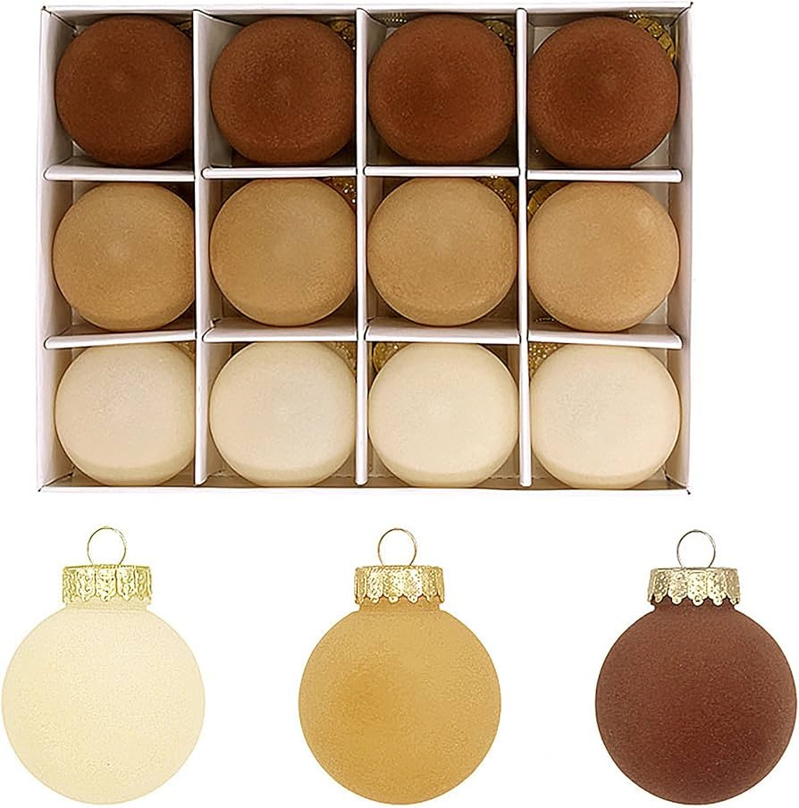12 Pcs Velvet Christmas Balls Ornaments 2.4 Inch Flocked Christmas Hanging Ornaments Christmas Tr... | Amazon (US)