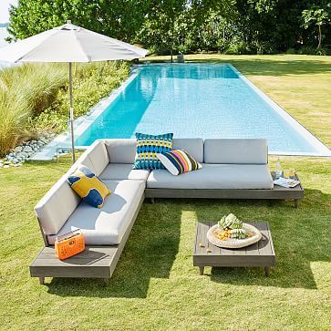 Portside Low Outdoor 3-Piece L-Shaped Sectional | West Elm (US)