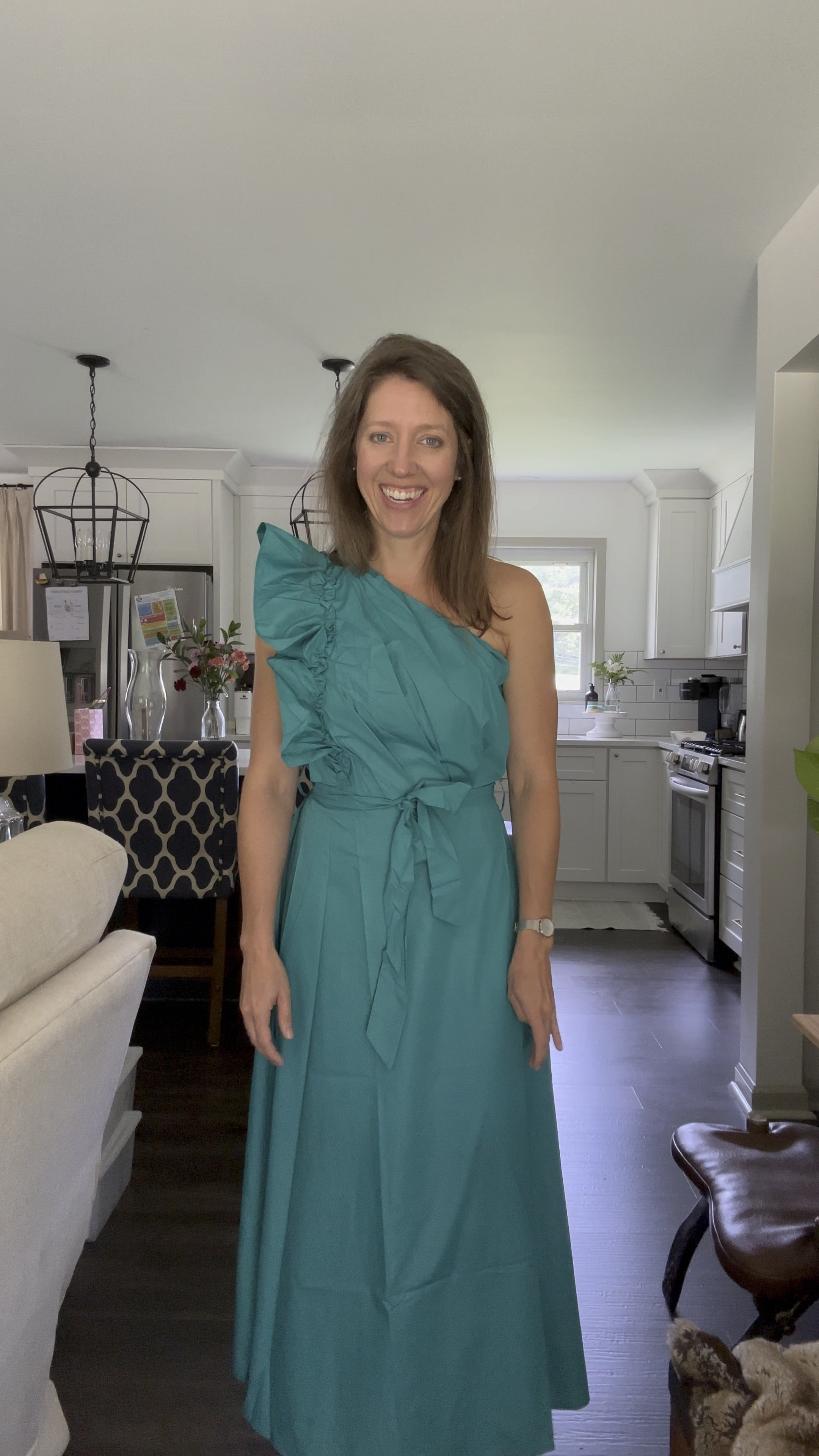 Amazon Prime Day Haul 
One shoulder dress review 

Quality of fabric: excellent! 
Lined: Y
Color: stunning! 
Size: TTS (it’s a roomy on me in the chest) 

Upgrade the look with a different belt. 
Wear for a graduation, shower, or wedding! You will get compliments for sure! 

#LTKFindsUnder50 #LTKWedding #LTKStyleTip