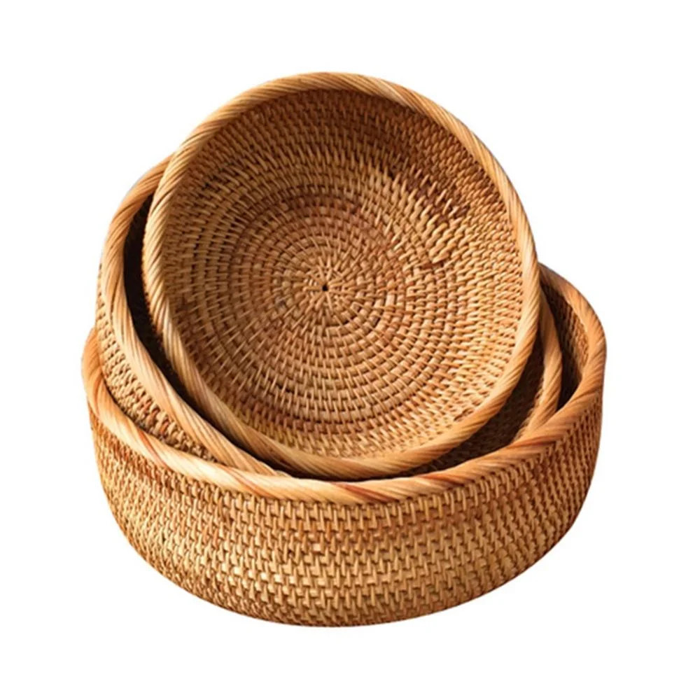 Round Wicker Baskets Handwoven Fruit And Vegetable Storage for Serving Potatoes Onions Bread Ratt... | Walmart (US)