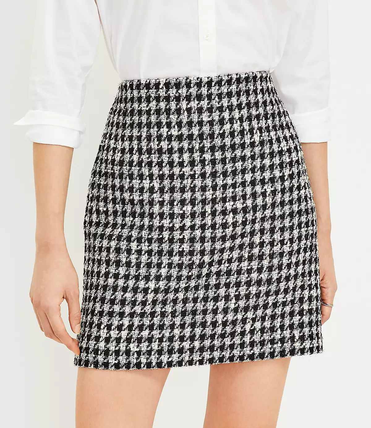Shimmer Houndstooth Shift Skirt | LOFT