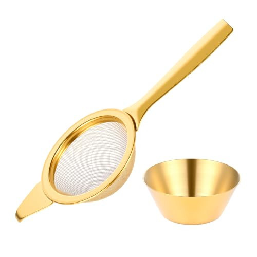 2.2" Gold Matcha Sifter Strainer 30 Fine Mesh Strainer Small Sifters for Matcha Stainless Steel Sieve Sifter with Handle, Small Metal Strainers for Loose Tea Coffee Cocktail | Amazon (US)