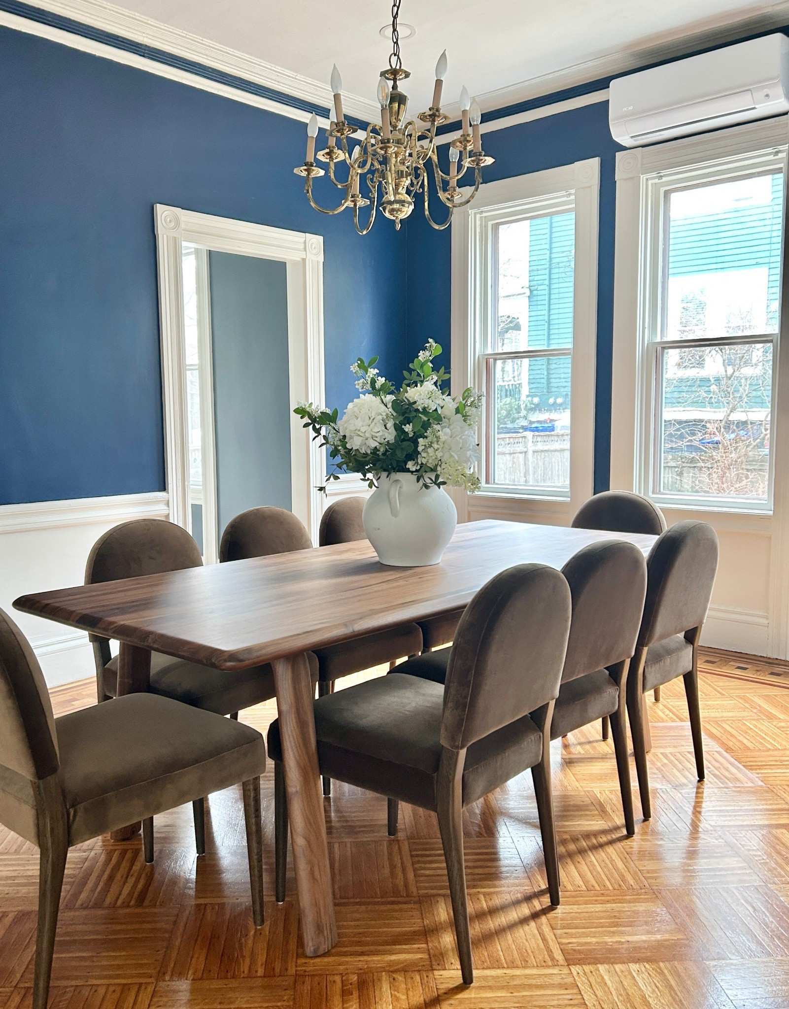 Elegant dining table with brown velvet chairs.

#diningroom

#LTKHome
