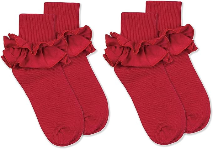 Jefferies Socks Girls Misty Ruffle Lace School Dress Turn Cuff Socks 2 Pair Pack | Amazon (US)