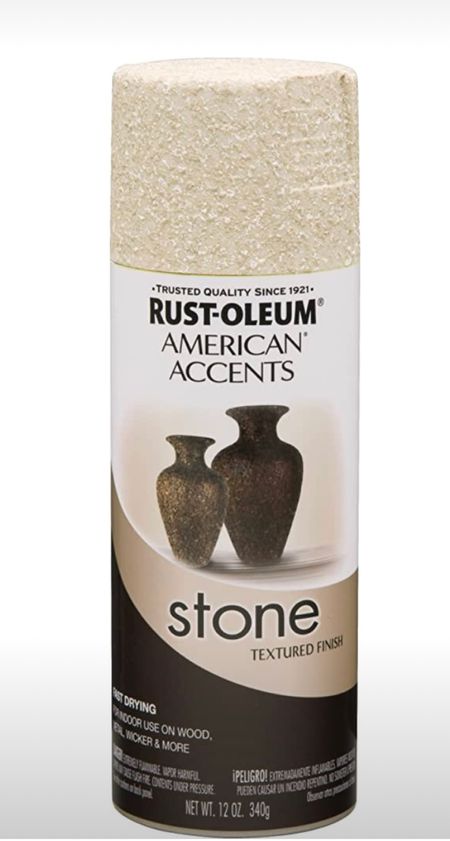Rustoleum Textured Stone Spray Paint. I used this on my ceramics bunnies and ducks and it gave it a fun pottery barn inspired look for way less. I used the color Bleached Stone, but there are multiple color options. 