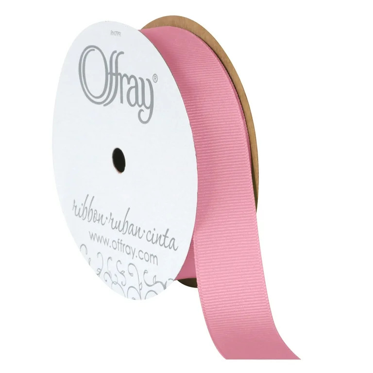 Offray Ribbon, Pink 7/8 inch Grosgrain Polyester Ribbon, 18 feet | Walmart (US)