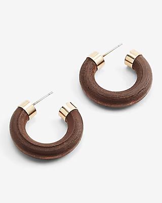 Wooden Open Hoop Earrings | Express