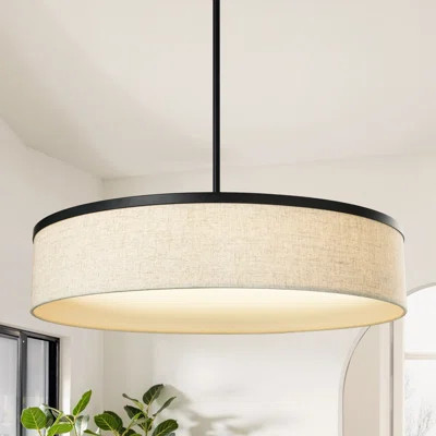 Dimmable LED Linen Fabric Drum Chandelier with Acrylic Diffuser | Wayfair North America