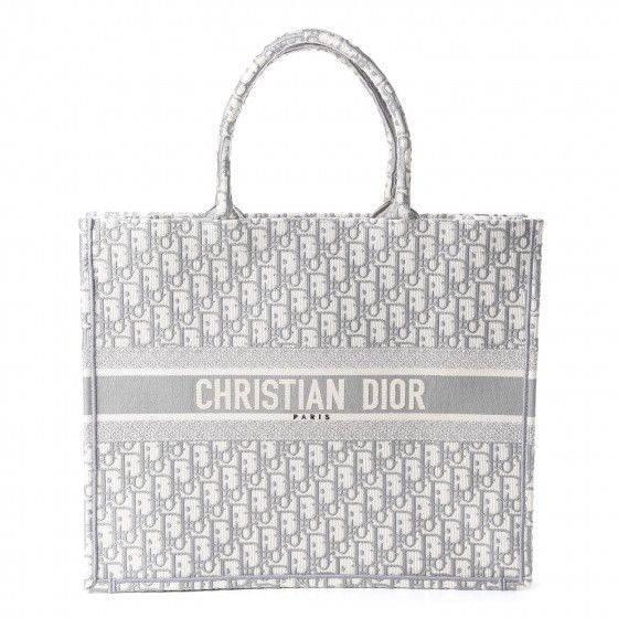 CHRISTIAN DIOR Oblique Book Tote Grey | Fashionphile