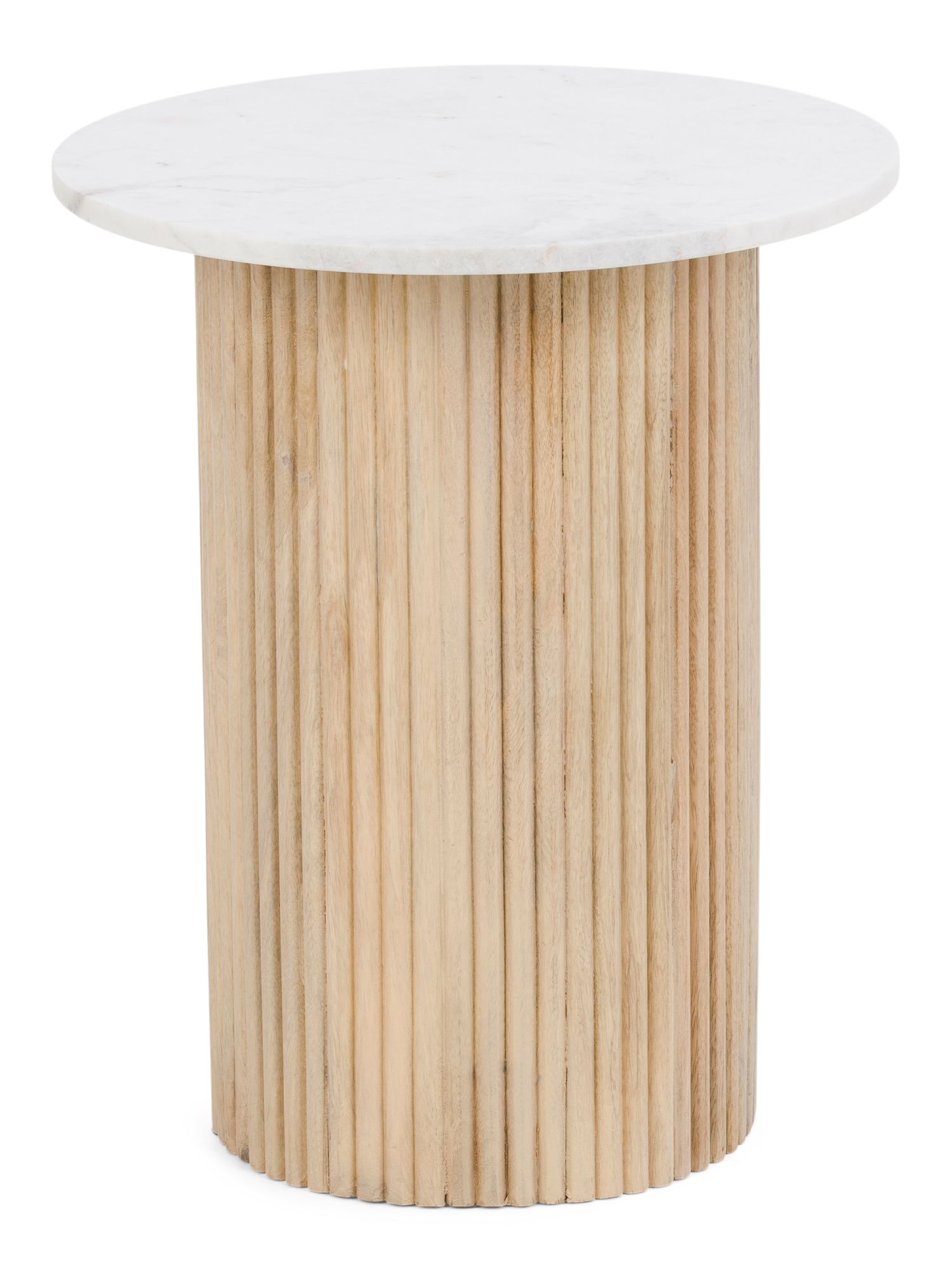 22in Marble Top Reeded Side Table | TJ Maxx