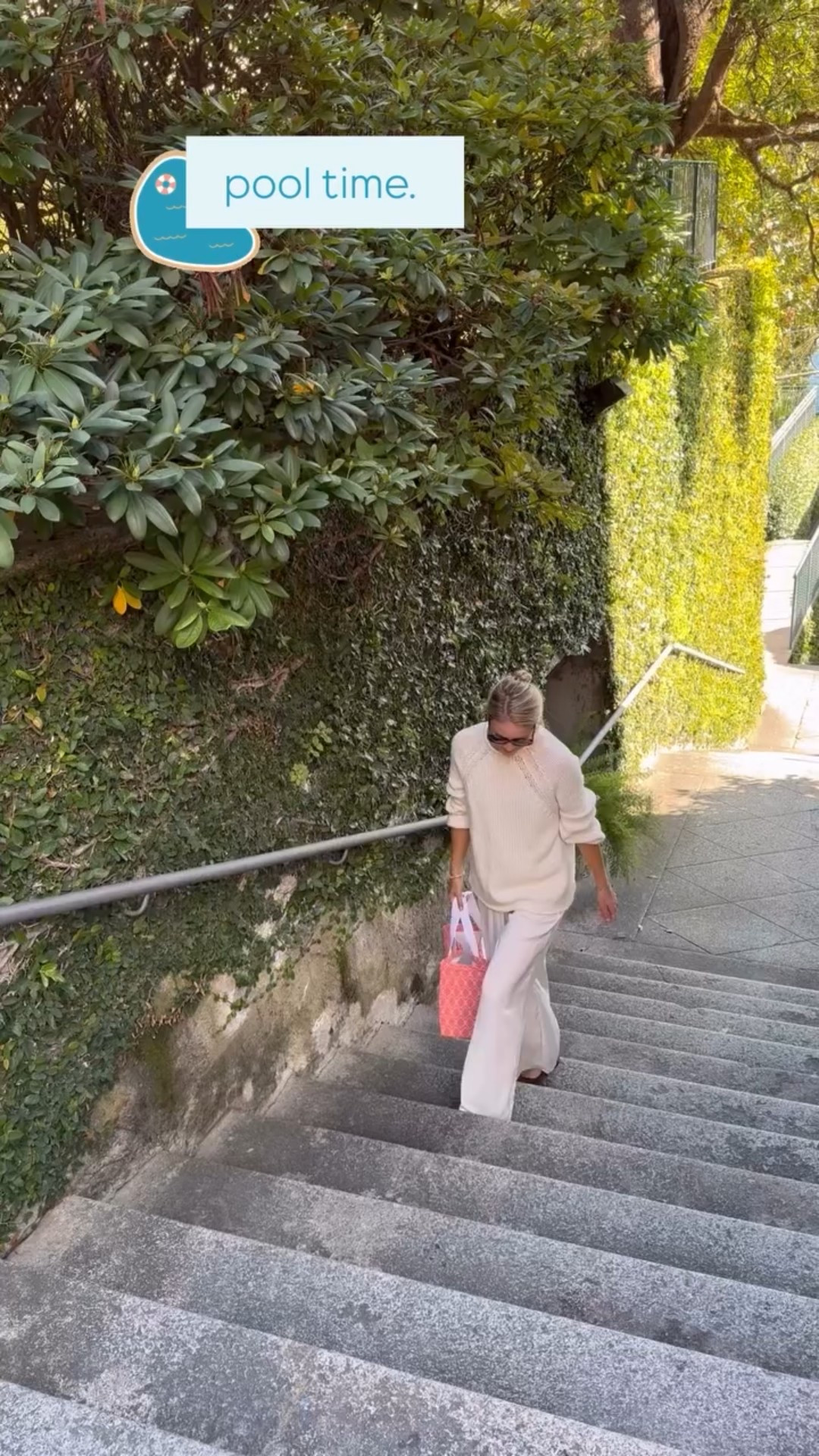 Hanging by the pool in Lake Como 
-sized up 1 to a medium in sweater 
-small pants 
-ballet flats tts 
-small swim 
*tote is from the hotel 

#LTKTravel #LTKStyleTip