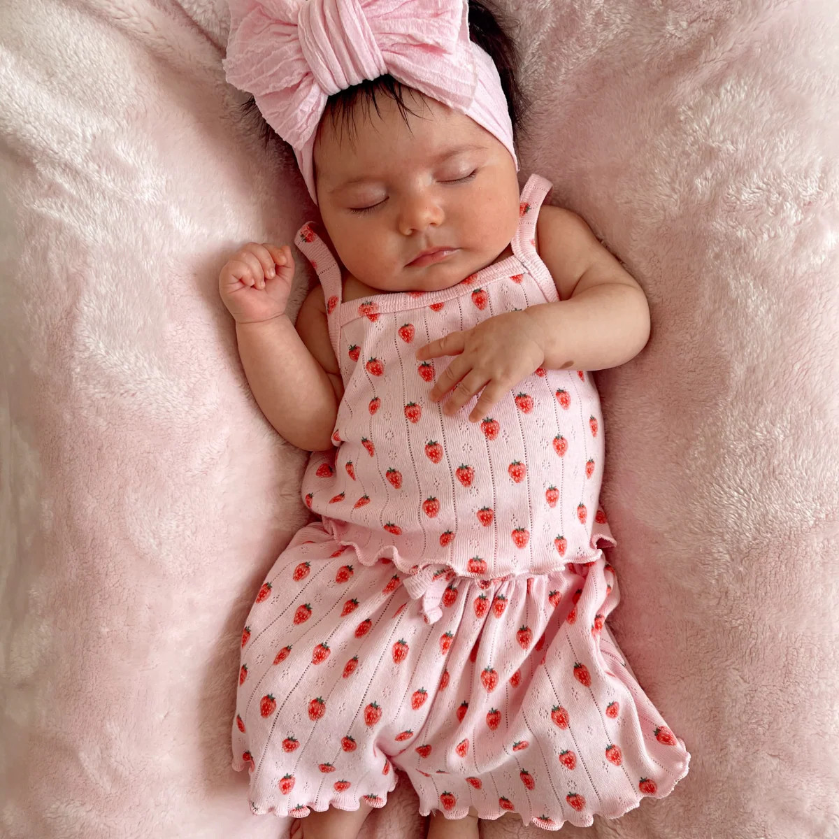 Pink Strawberry / Organic Pointelle Summer Set | SpearmintLOVE